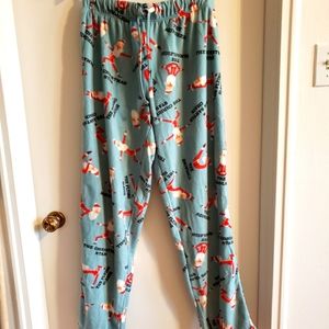 Mad Engine Super Soft Santa Lounge Christmas Pants Teal Red Gift X-Mas NWOT W-M